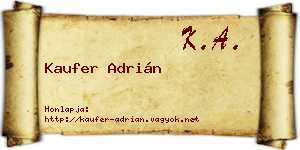 Kaufer Adrián névjegykártya