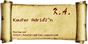 Kaufer Adrián névjegykártya